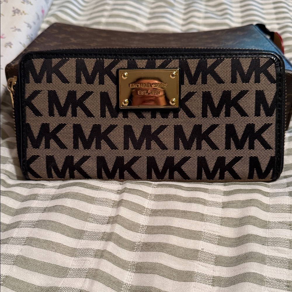 Michael Kors Brown and Black MK Signature Crossbody